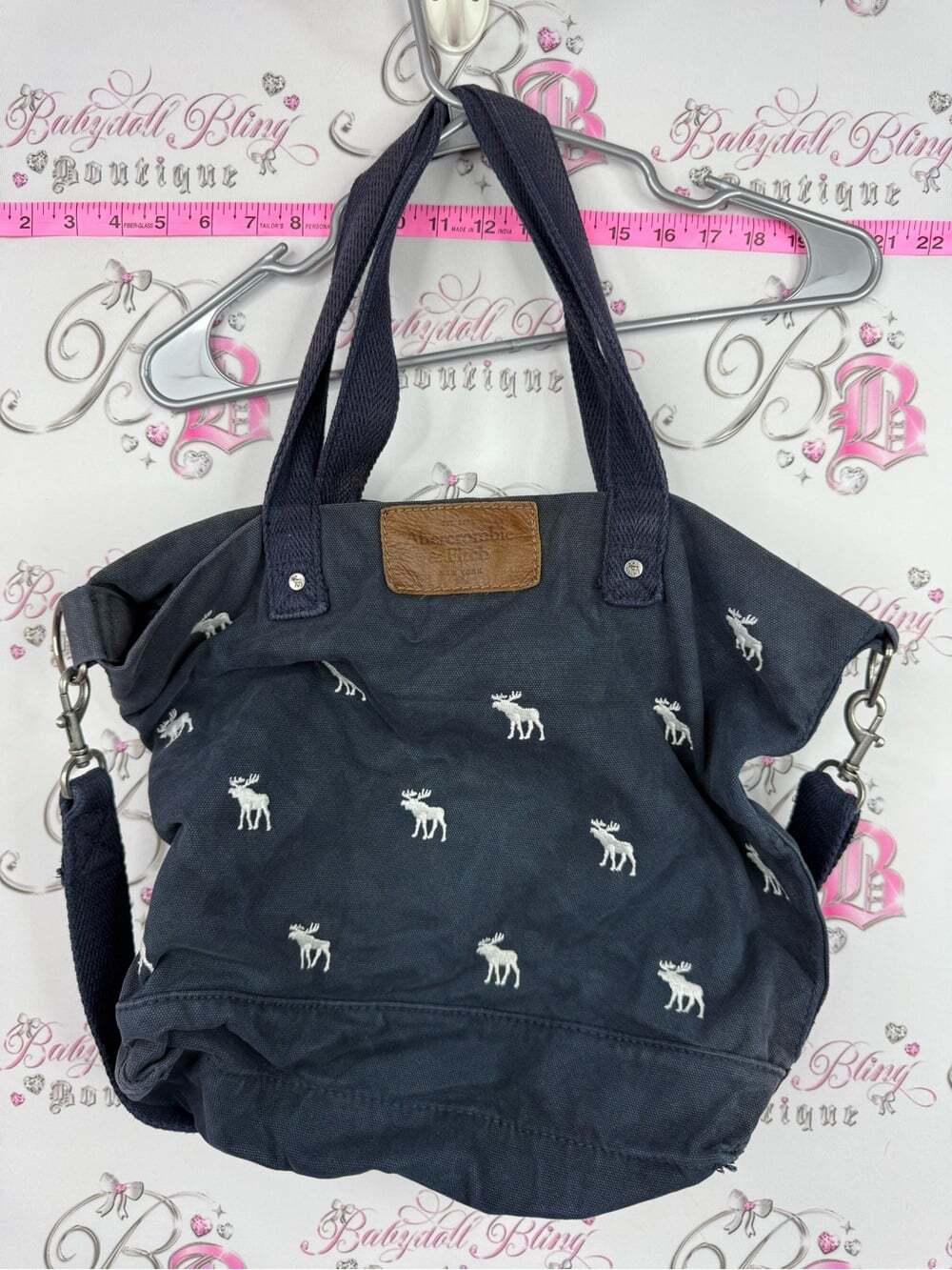 Abercrombie & Fitch bag Navy Canvas Tote with White Moose Embroidery